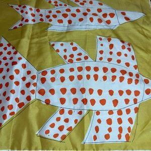 Vintage Vera Neumann Freckled Fish Japan Scarf, Burst of Color Yellow & Orange